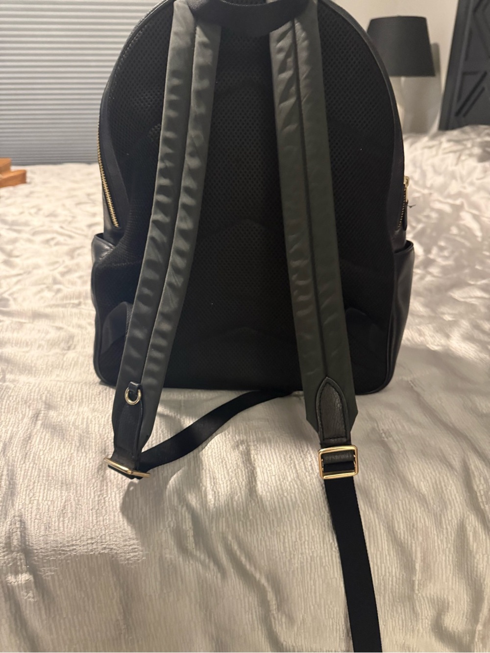 Coach Large Black Leather Backpack with Gold Accents - Picture 2 of 5